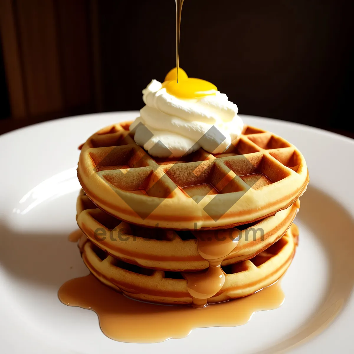 Picture of Delicious Syrup Drizzle over Sweet Pancakes