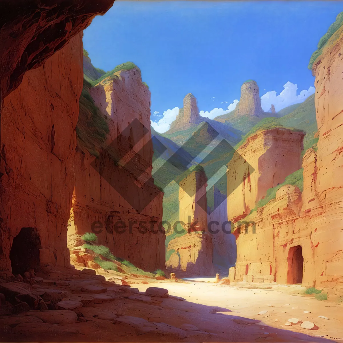 Picture of Orange Sky Over Scenic Desert Canyon