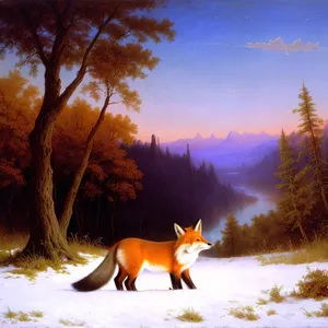 Winter Wildlife Wonderland: Majestic Foxes Roaming through Snowy Forest