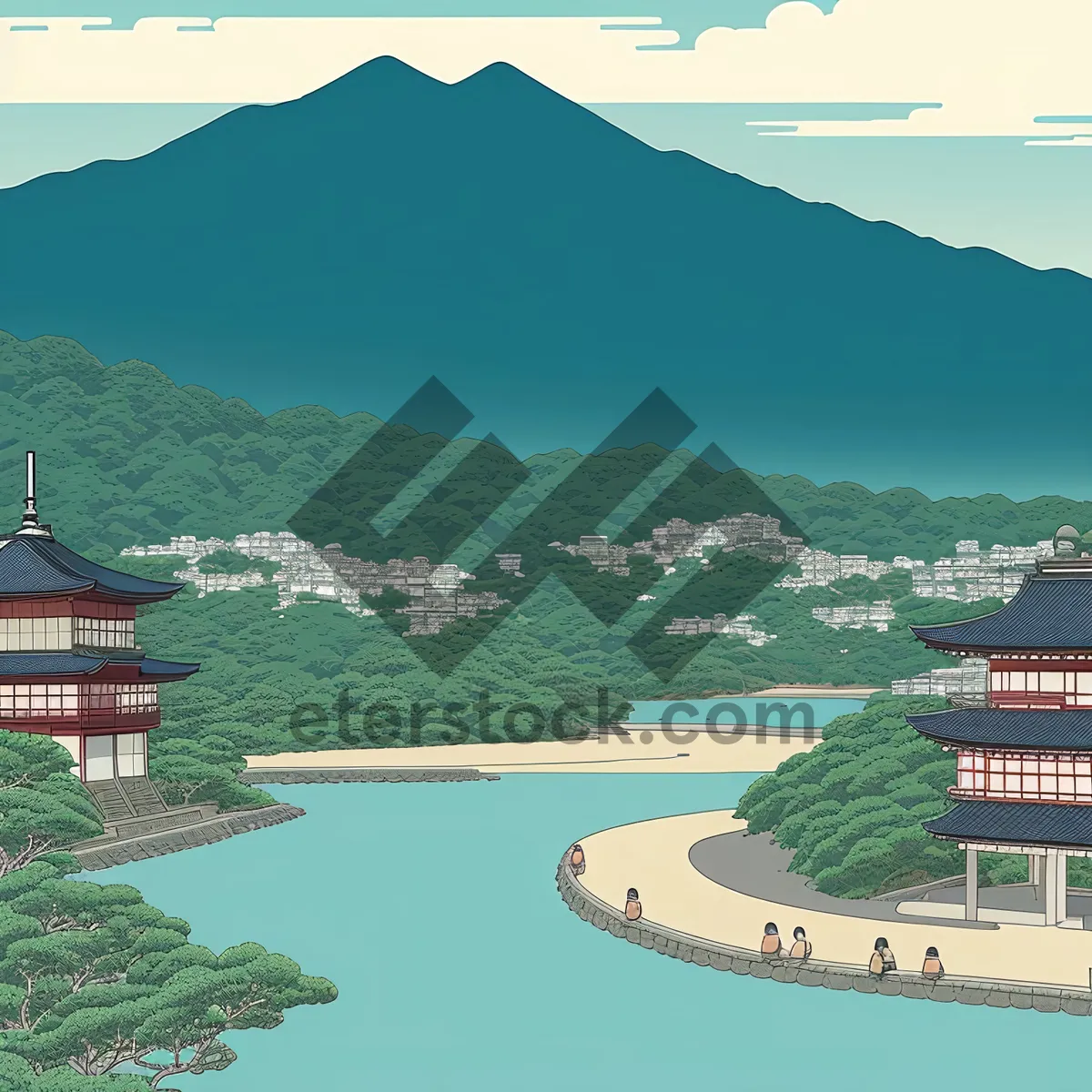 Picture of Aerial view of scenic coastal city skyline.