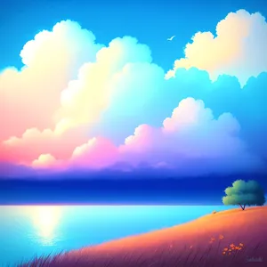 Sunny Cloudscape Over Clear Blue Sky