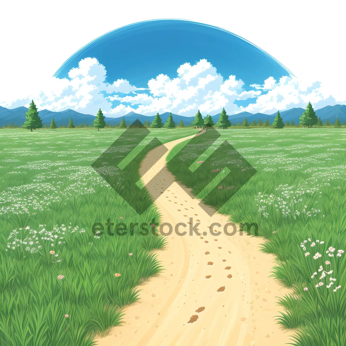 Picture of Vibrant Summer Field with Clear Blue Skies