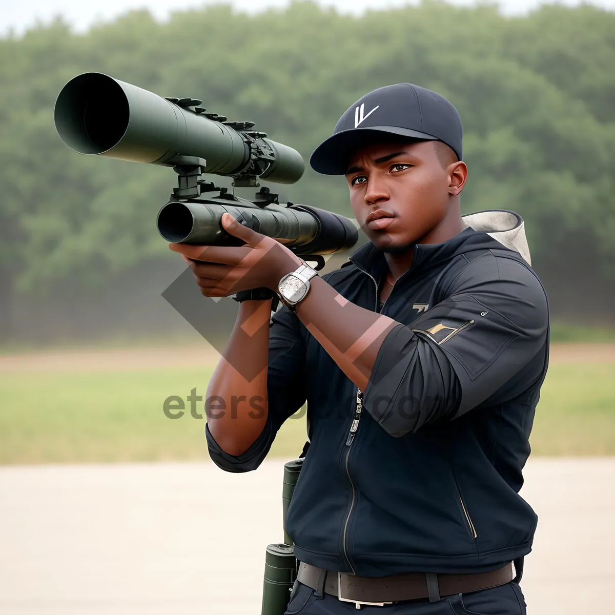 Picture of Soldier with Camera and Bazooka