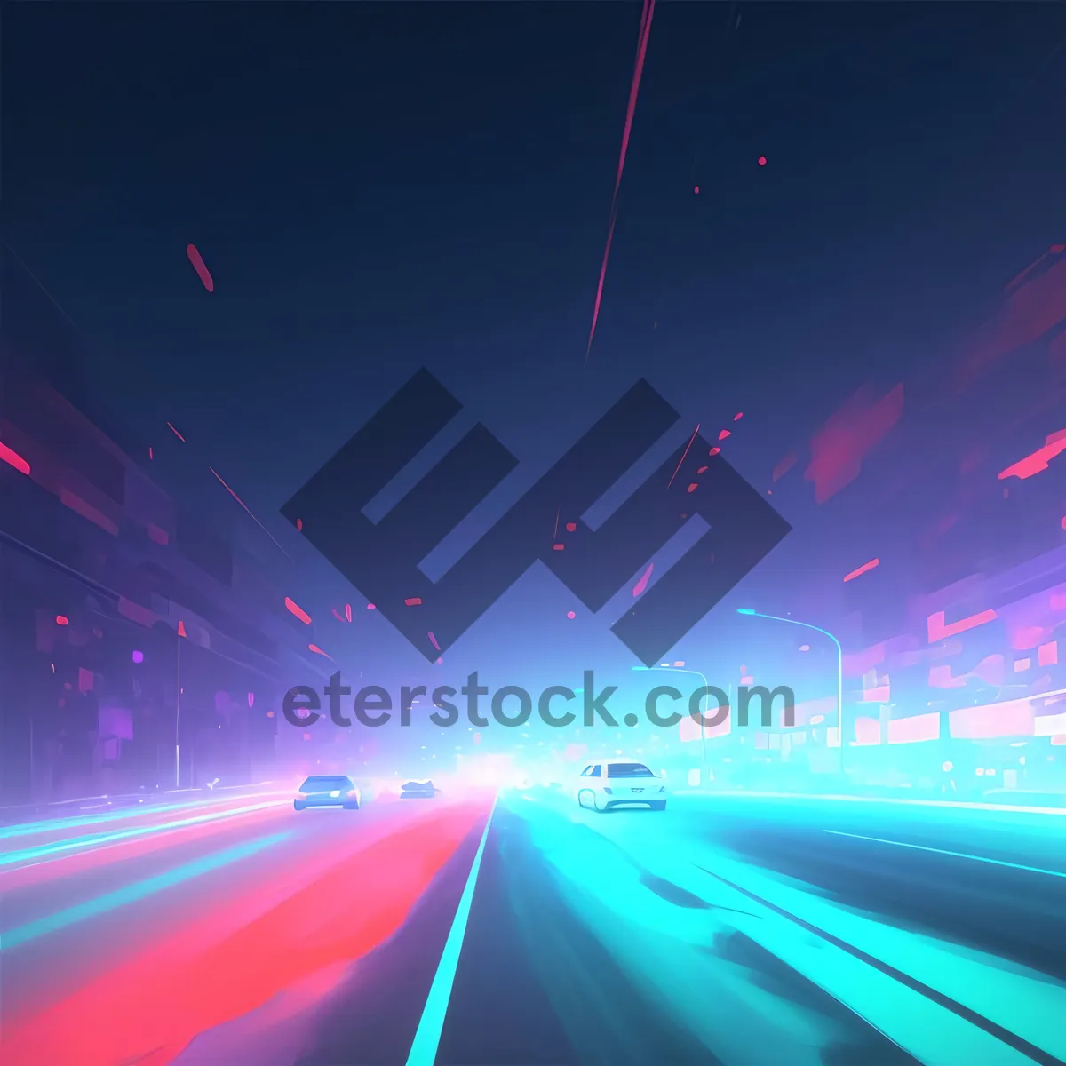 Picture of Metropolitan Glow: Futuristic Digital Art with Vibrant Energy