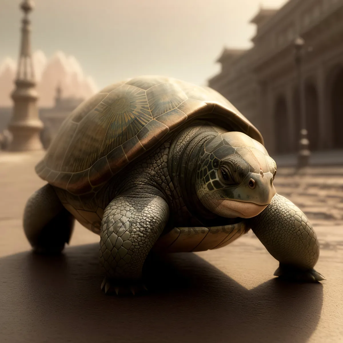 Picture of Slow-moving Tortoise in Desert Terrapin Habitat
