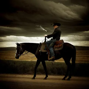 Horse Rider in Competition with Saddle and Bridle