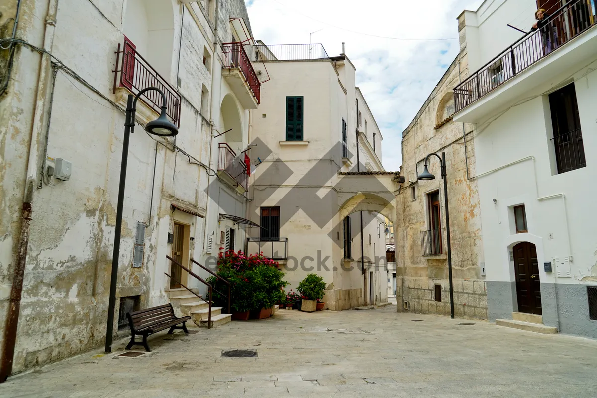 Picture of Old stone church architecture with balcony and windows