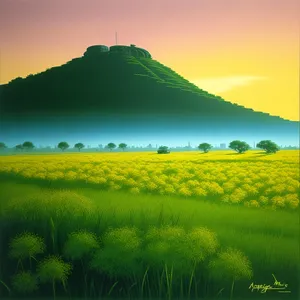 Golden Rapeseed Field Illuminated by Sunlight