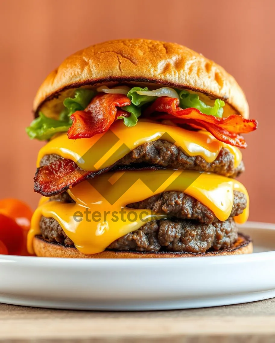 Picture of Fresh Grilled Burger with Lettuce and Tomato