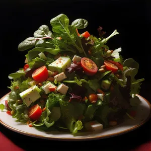 Fresh Gourmet Vegetable Salad Plate with Meat