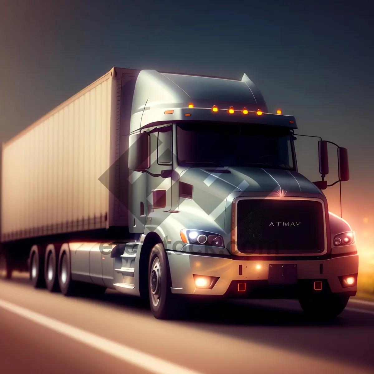 Picture of Speeding Freight Truck on Highway