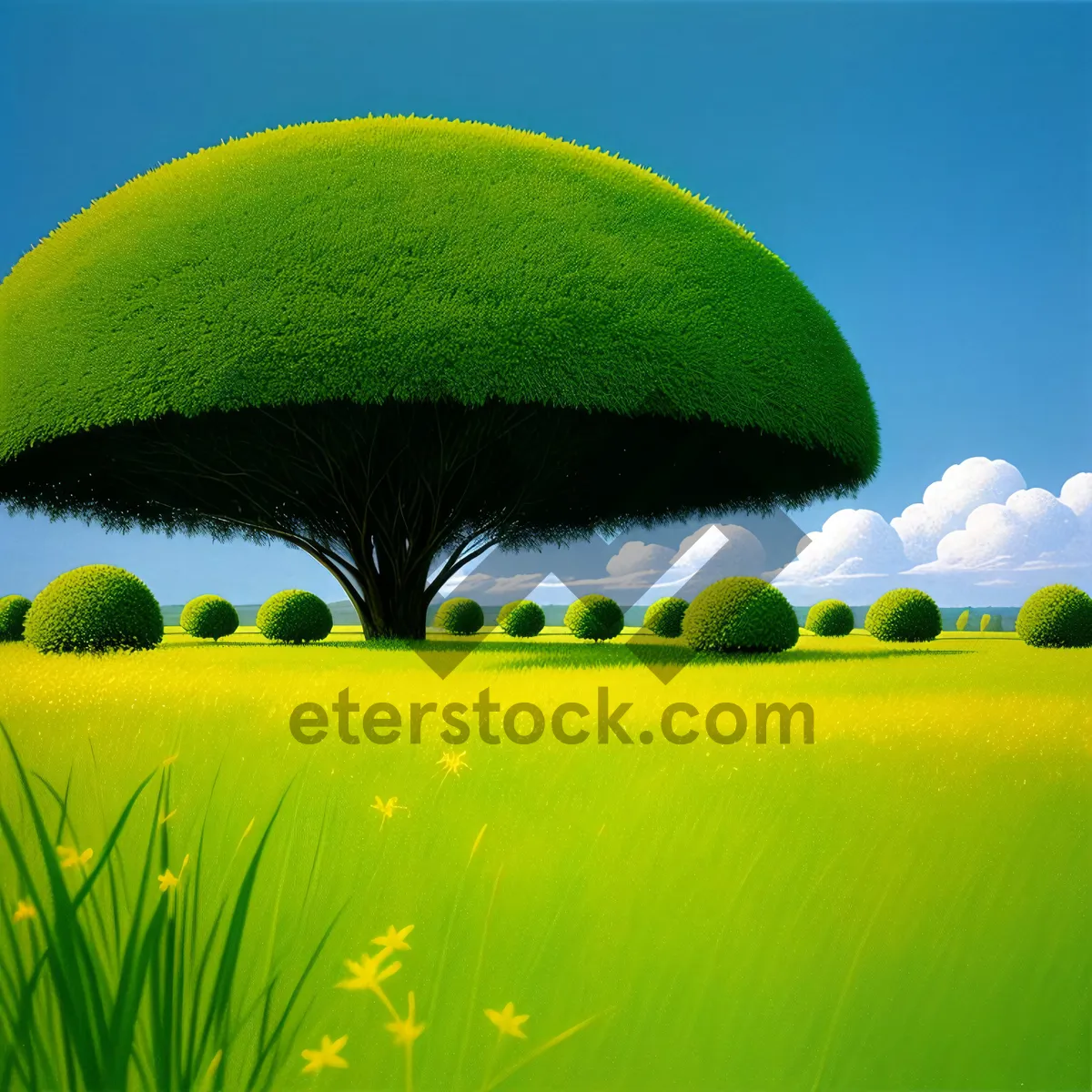 Picture of Serene Tennis Match on Green Meadow