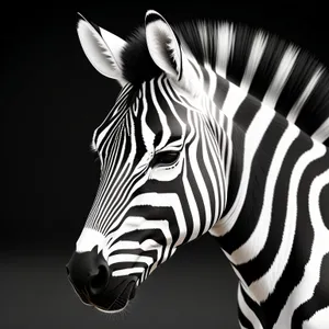 Striped Equine Grazing in African Wilderness