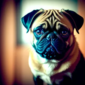 Cute Wrinkly Pug Dog Portrait