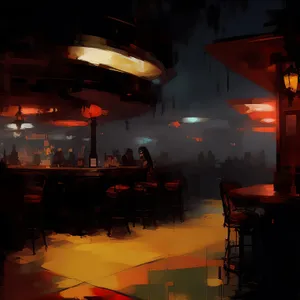 Nightclub spotlights illuminate barroom cabaret