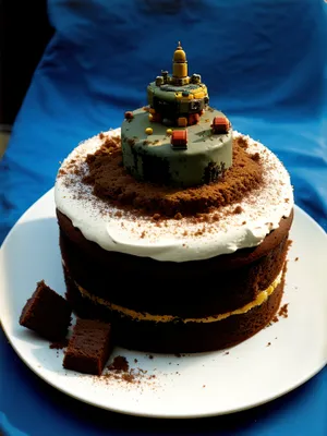 Delicious Slice of Gourmet Cake with Fresh Fruit