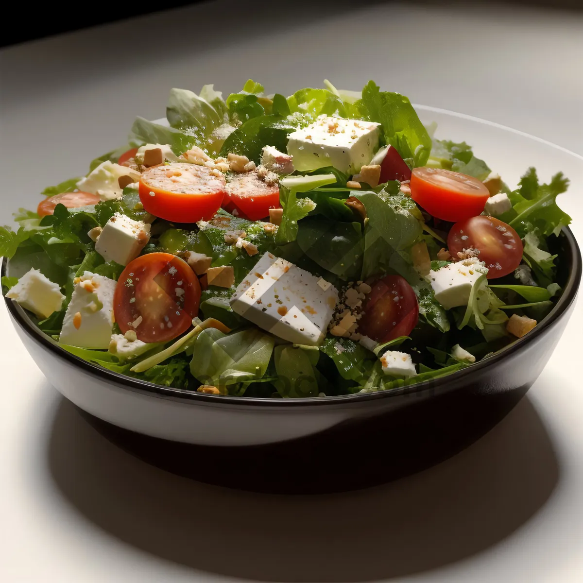 Picture of Fresh Vegetarian Salad with Olive Oil Dressing