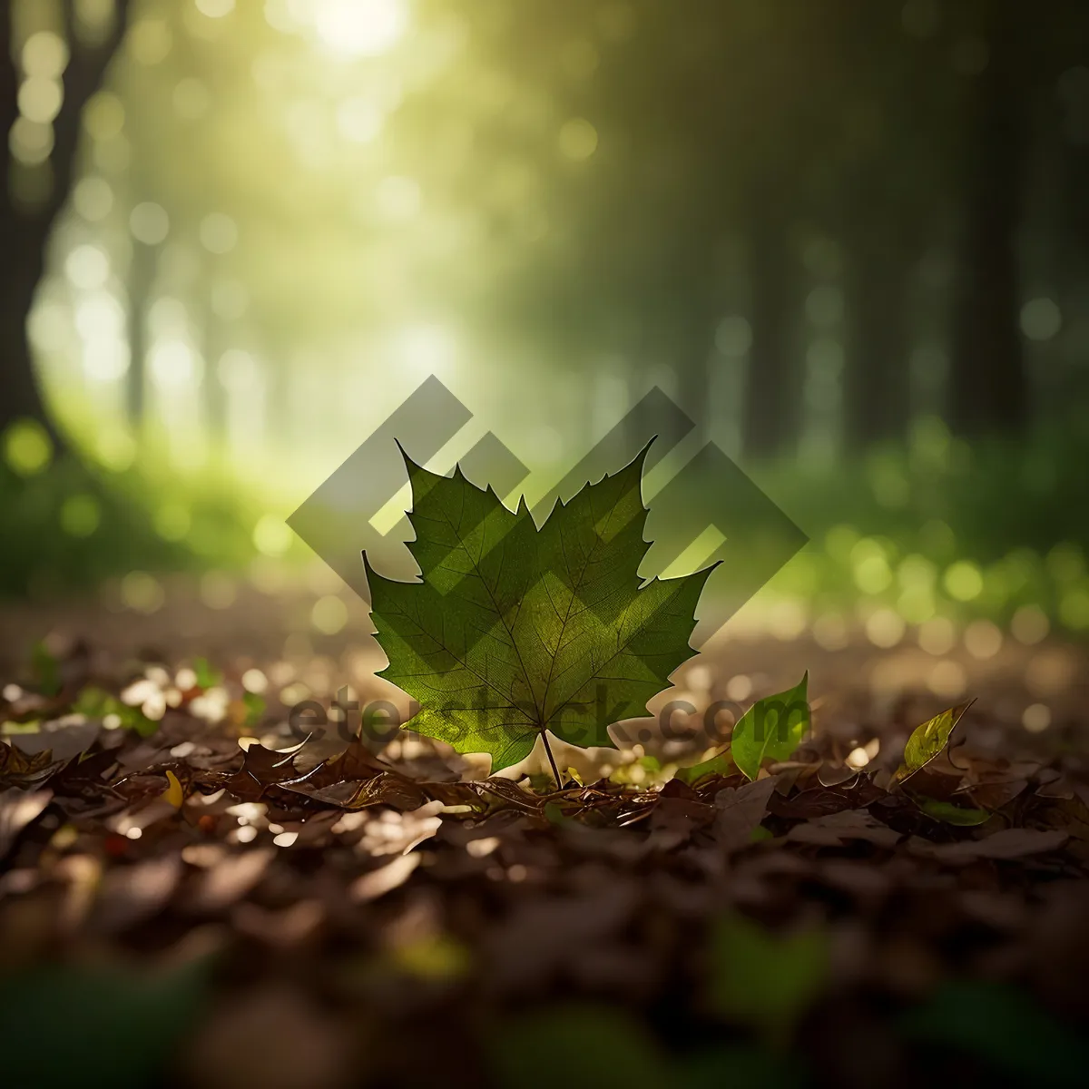 Picture of Vibrant Maple Leaf in Lush Garden