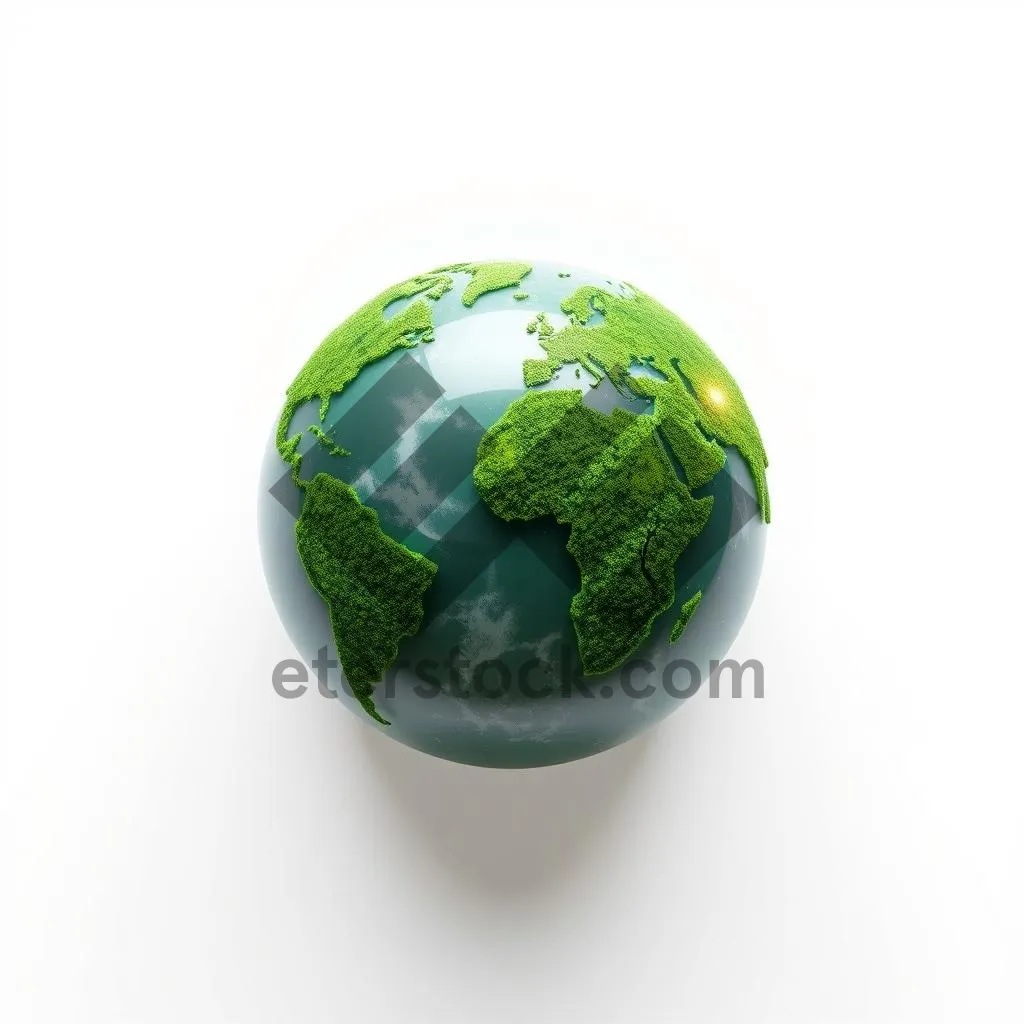 Picture of 3D glass globe icon representation with planet earth