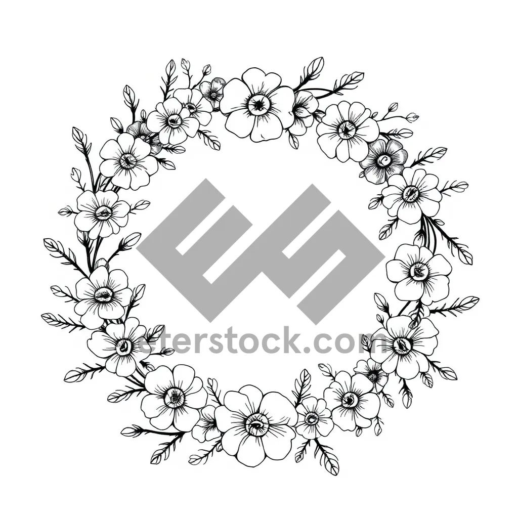 Picture of Antique floral graphic design element.