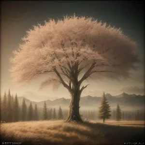 Winter Wonderland: Frosty Silver Trees Under Sunset Sky