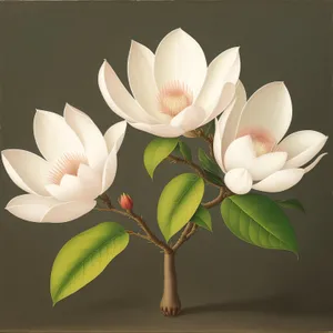Floral Blooms: White Lotus and Pink Magnolia