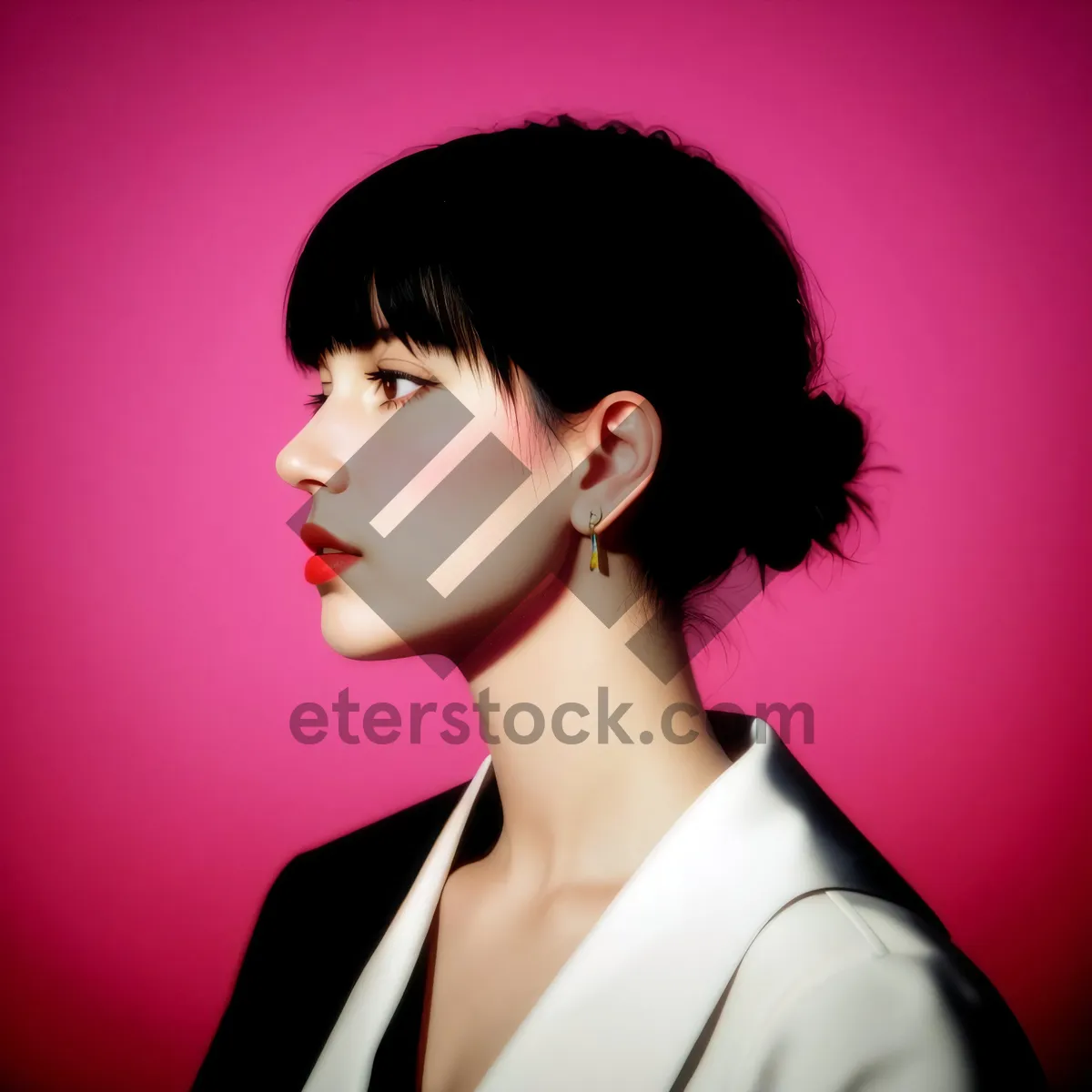 Picture of Pretty black model with attractive hairstyle and makeup