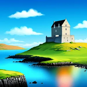 Summer Skyline: Tower dotting rural landscape