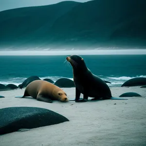 Playful sea lion enjoying the ocean waves.