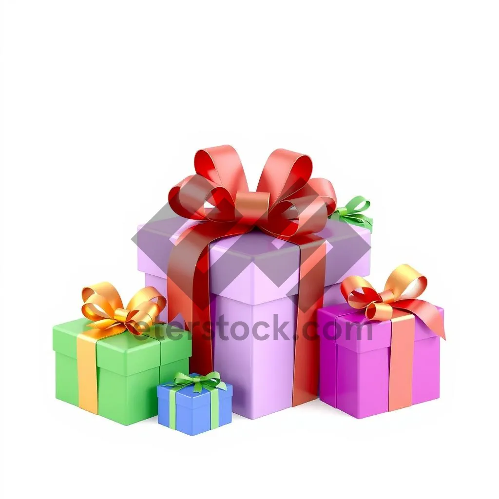 Picture of 3D Birthday Gift Icon with Party Decoration