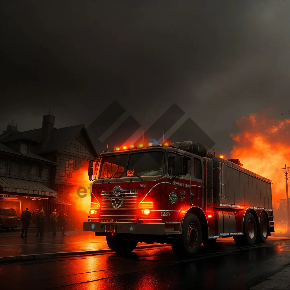 Picture of Speeding Fire Engine on Highway