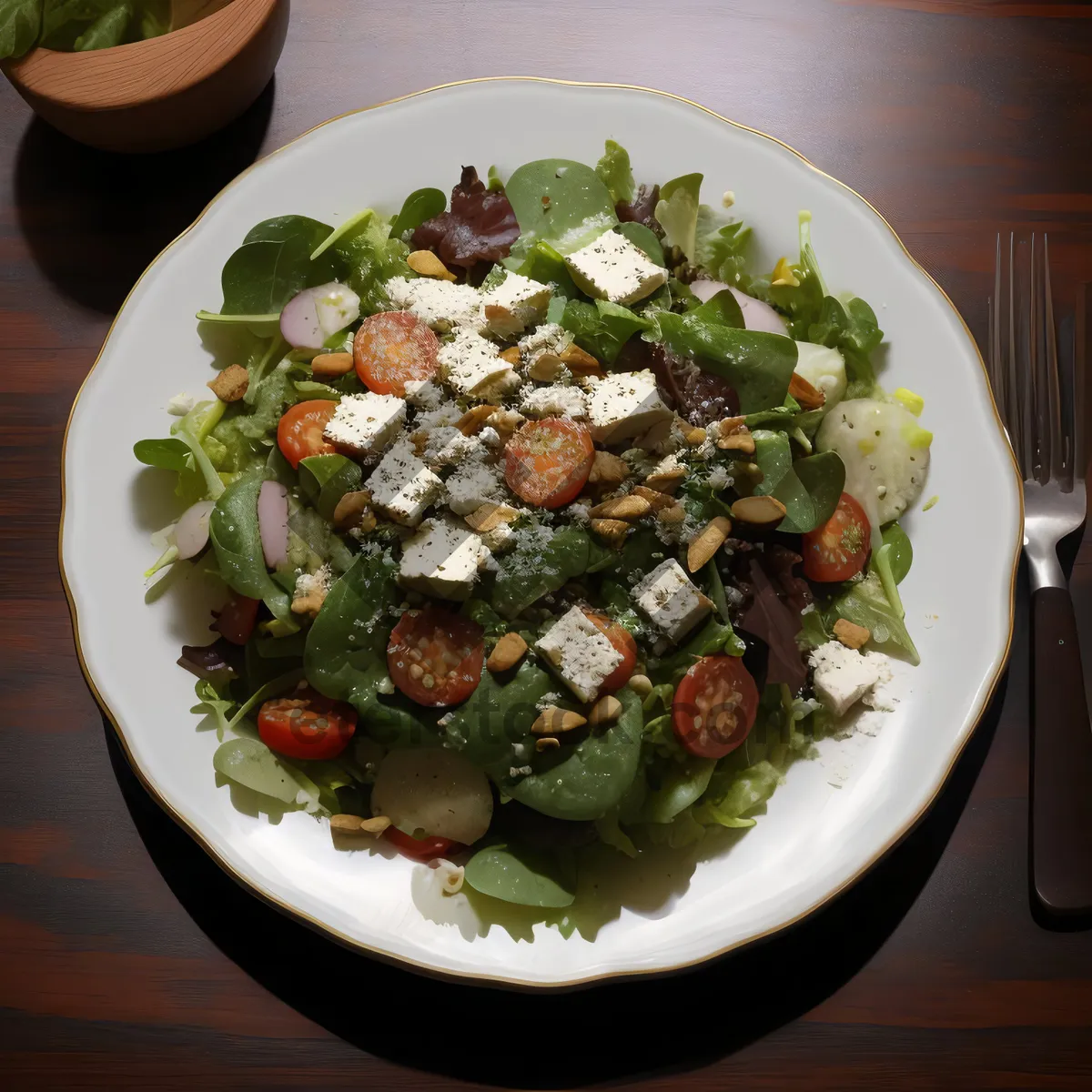 Picture of Healthy Plate with Fresh Salad and Grilled Vegetables