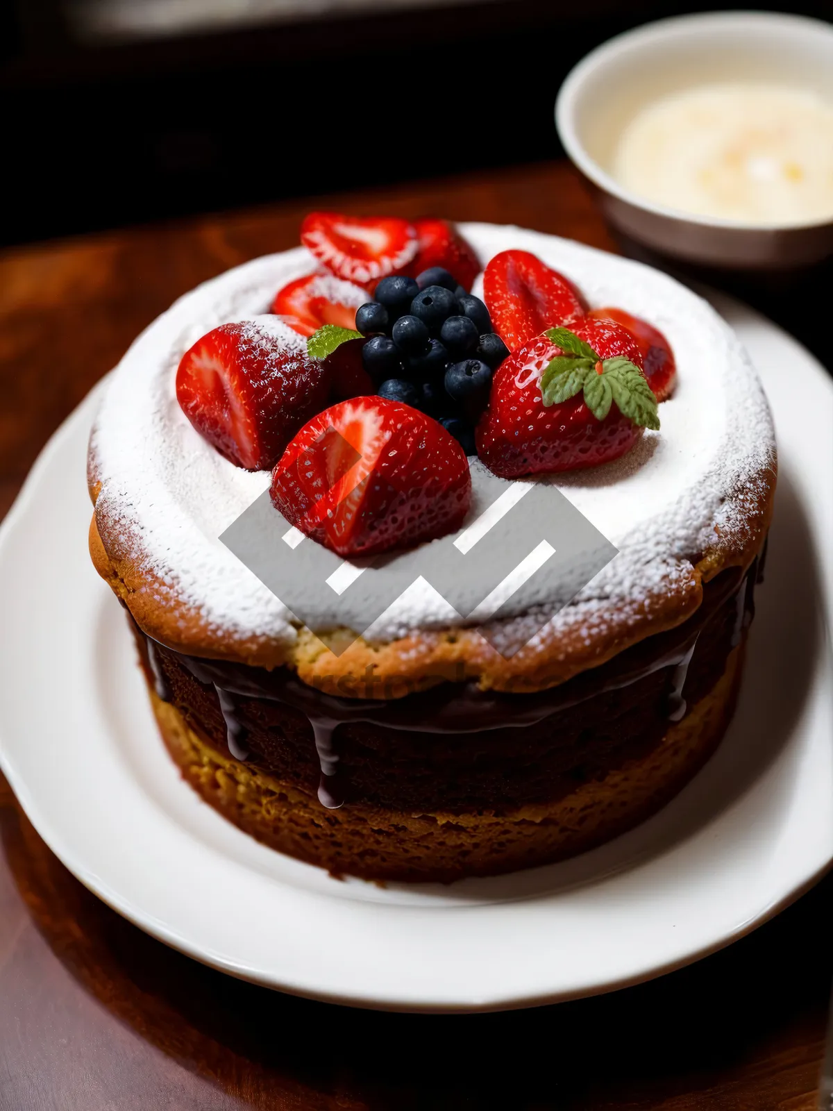 Picture of Delicious Strawberry Chocolate Cake with Fresh Berries