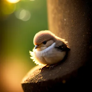 Cute Sparrow Perched on Tree Branch