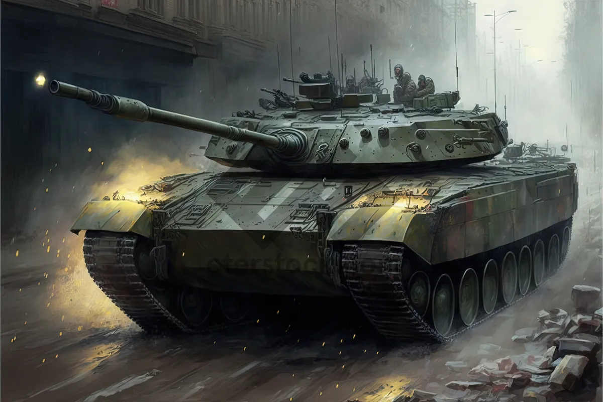 Picture of Military Tank in Action - Strong Armored Vehicle Concept