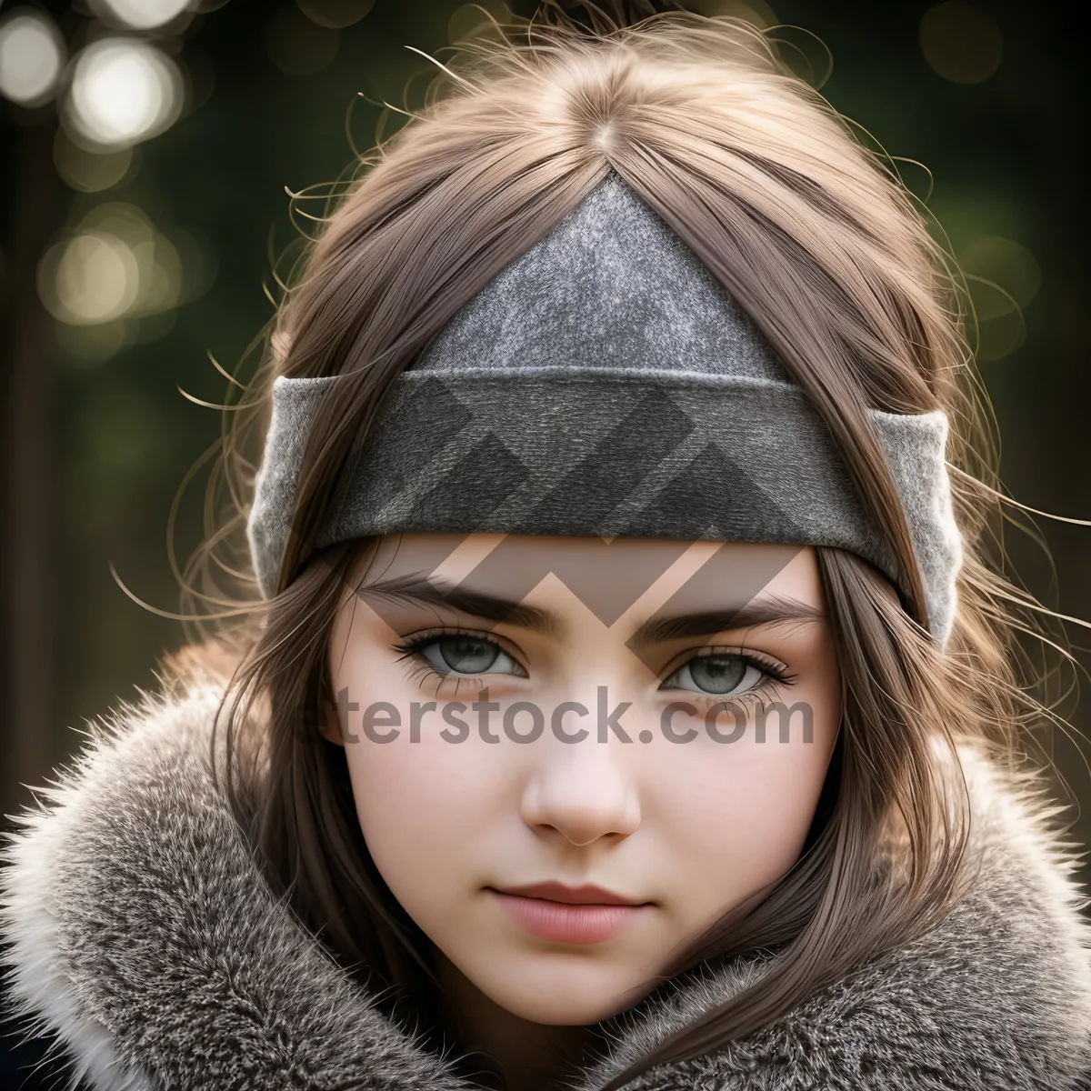 Picture of Smiling Brunette Beauty in Fur Coat: Fashionable Portrait