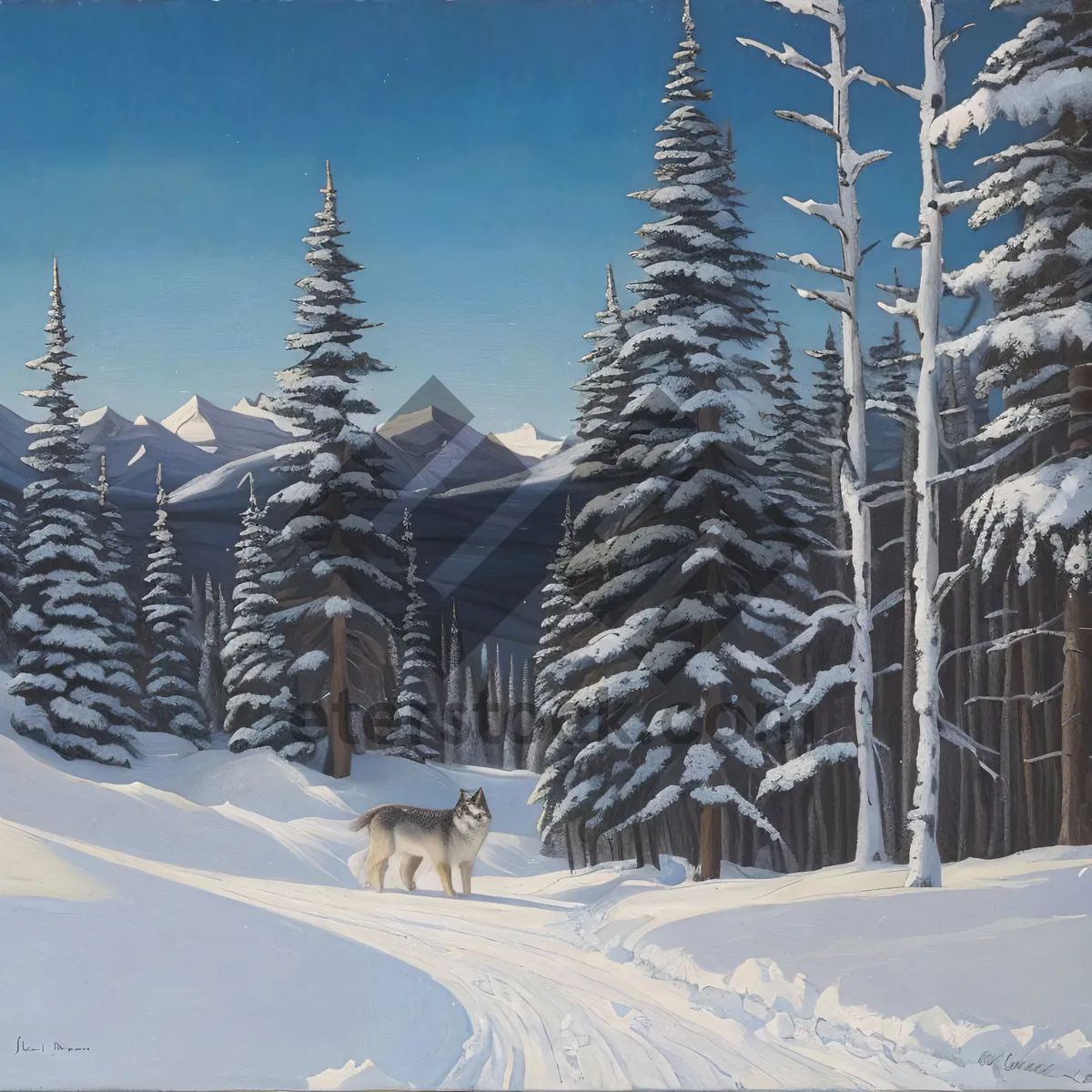 Picture of Winter Wonderland Ski Resort Among Snowy Alpine Mountains