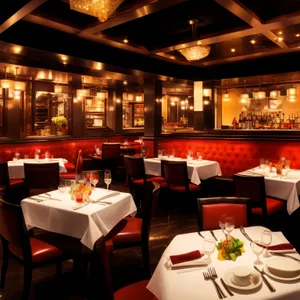 Modern luxury restaurant interior design with wooden furniture