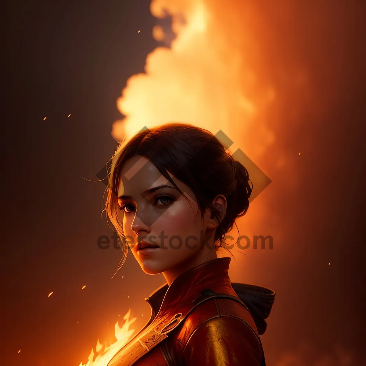 Picture of Glamourous Lady with Illuminated Torch
