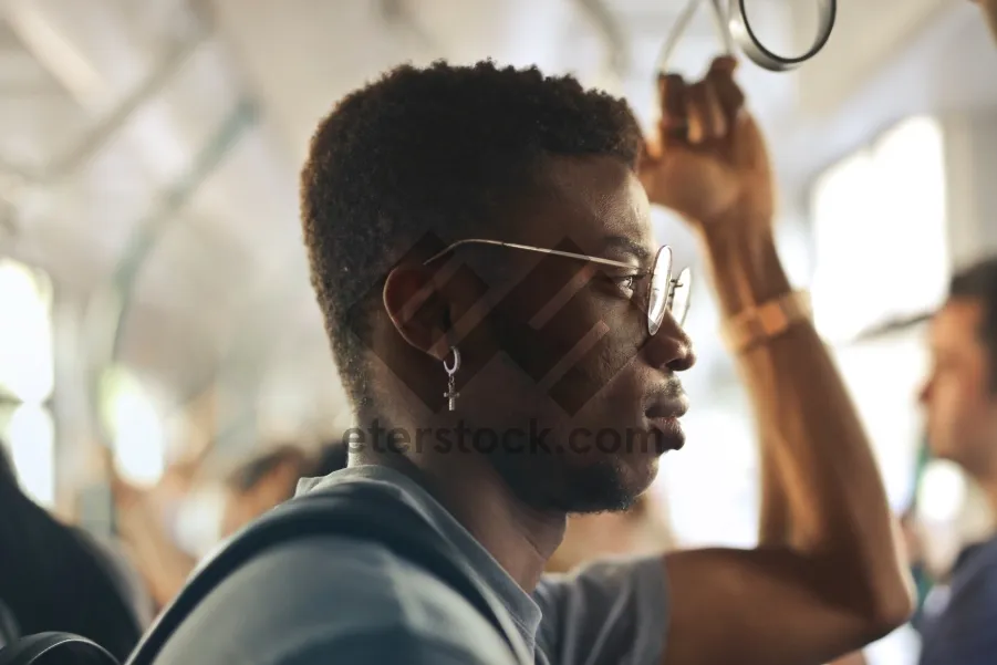 Picture of Happy man at barbershop getting a haircut