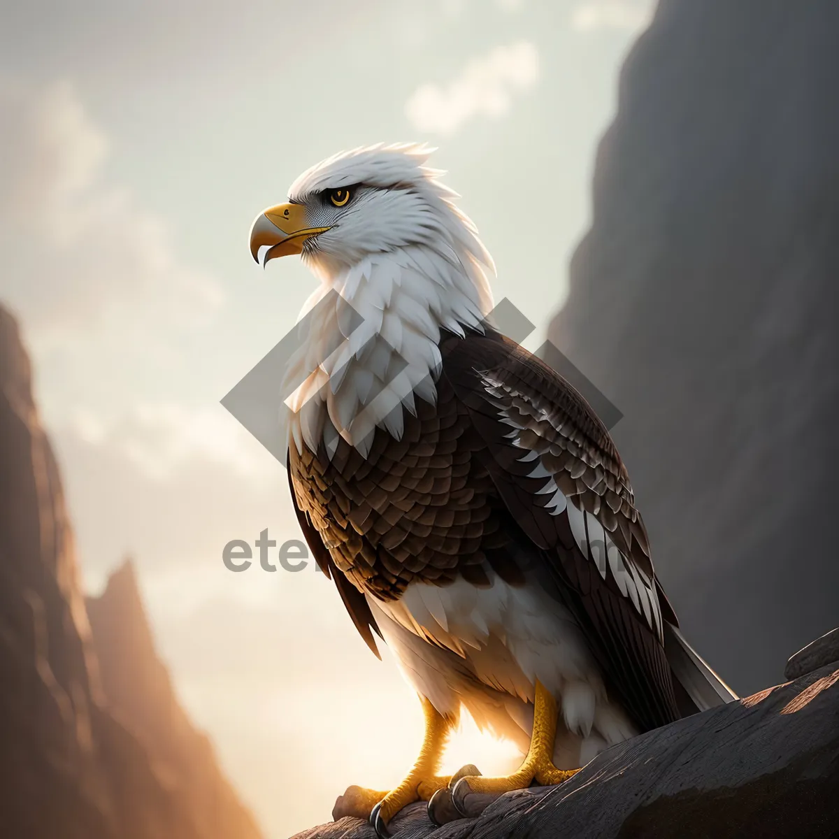 Picture of Majestic Hunter: Bald Eagle with Piercing Yellow Eyes