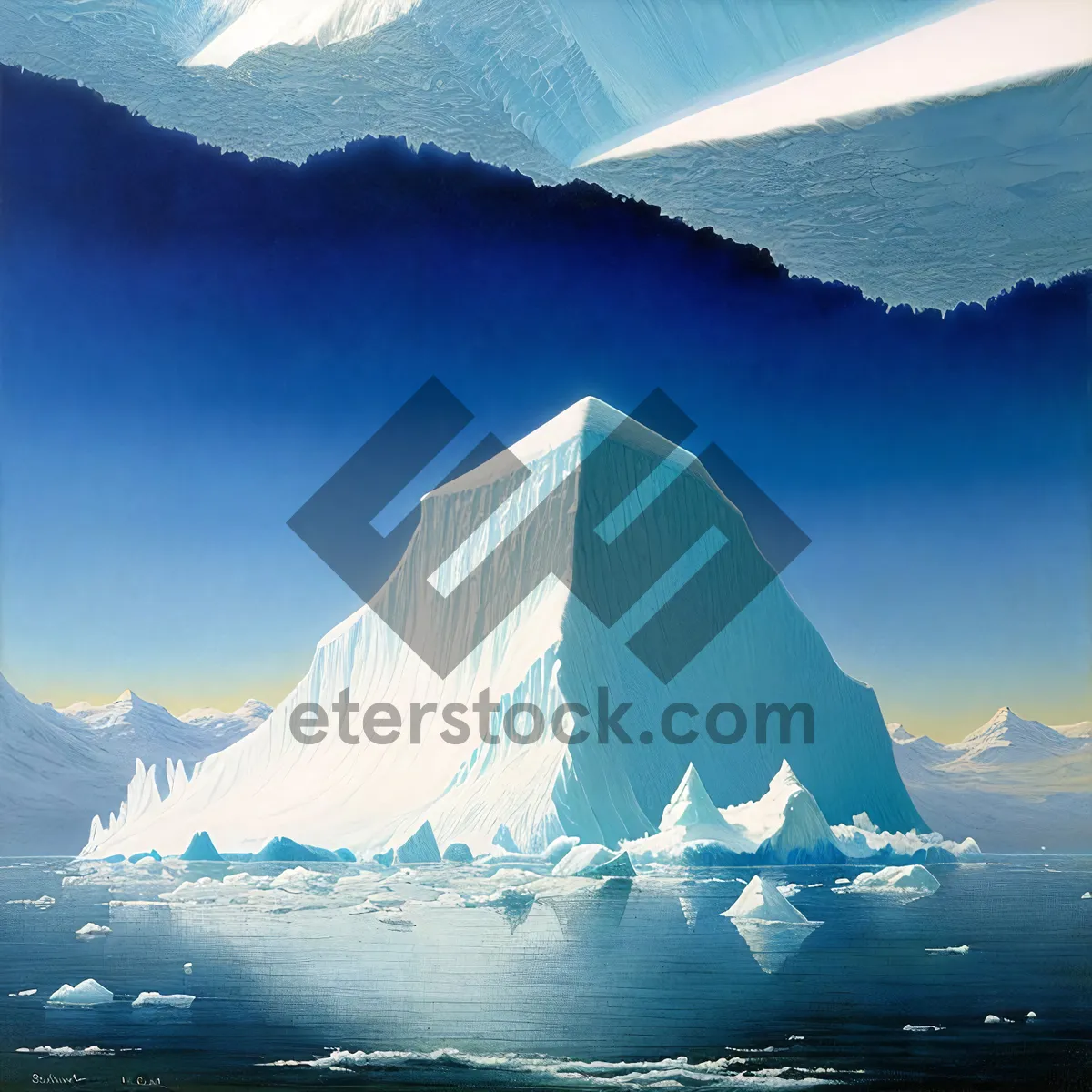 Picture of Majestic Arctic Mountain Landscape with Glacial Iceberg