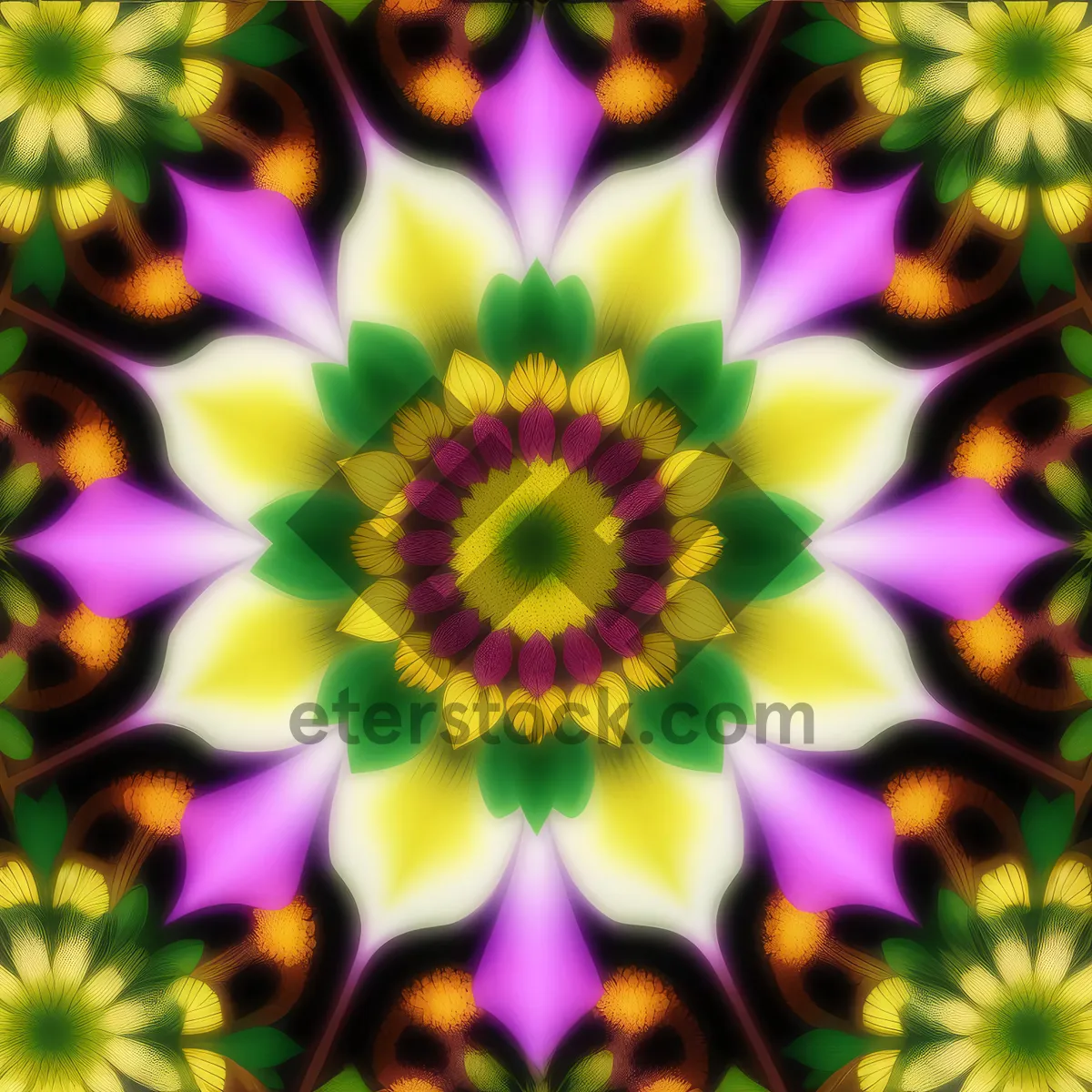 Picture of Lilac Kaleidoscope: Vibrant Floral Fractal Design