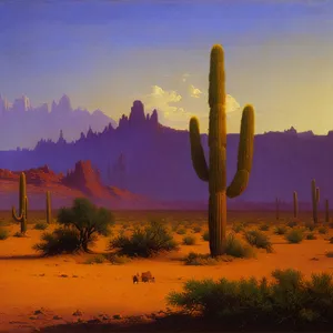 Saguaro Sunset: Majestic Cactus Silhouette Against Southwest Sky