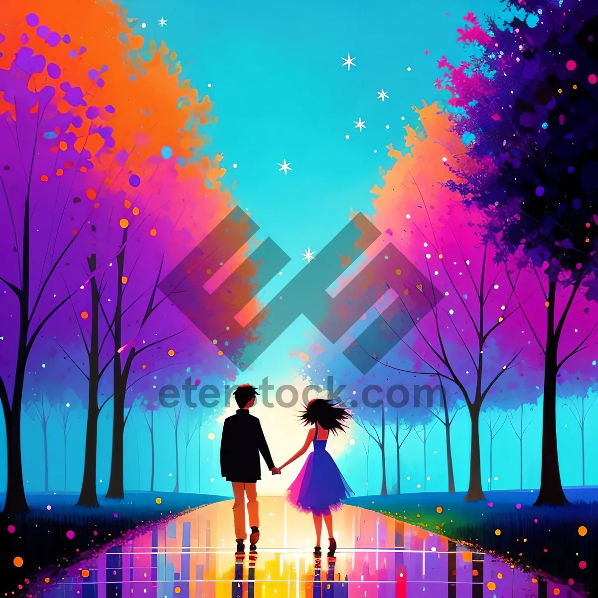 Picture of Colorful Starry Night Laser Light Wallpaper