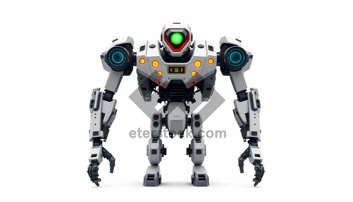 Picture of Modern 3D robot automaton in futuristic chrome suit