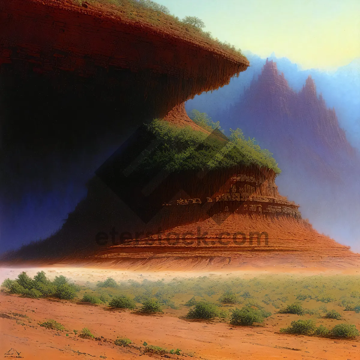 Picture of Scenic Desert Valley with Majestic Mountains