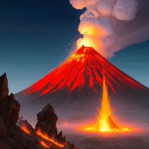 Fiery Volcanic Mountain