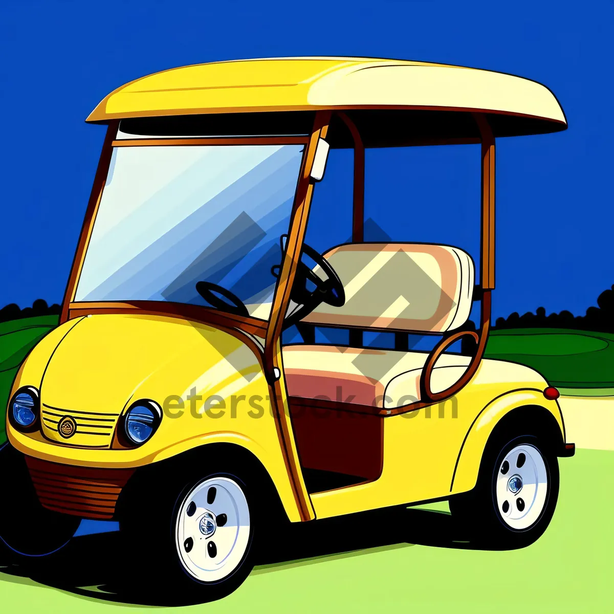 Picture of Speeding Golfer in Golf Cart