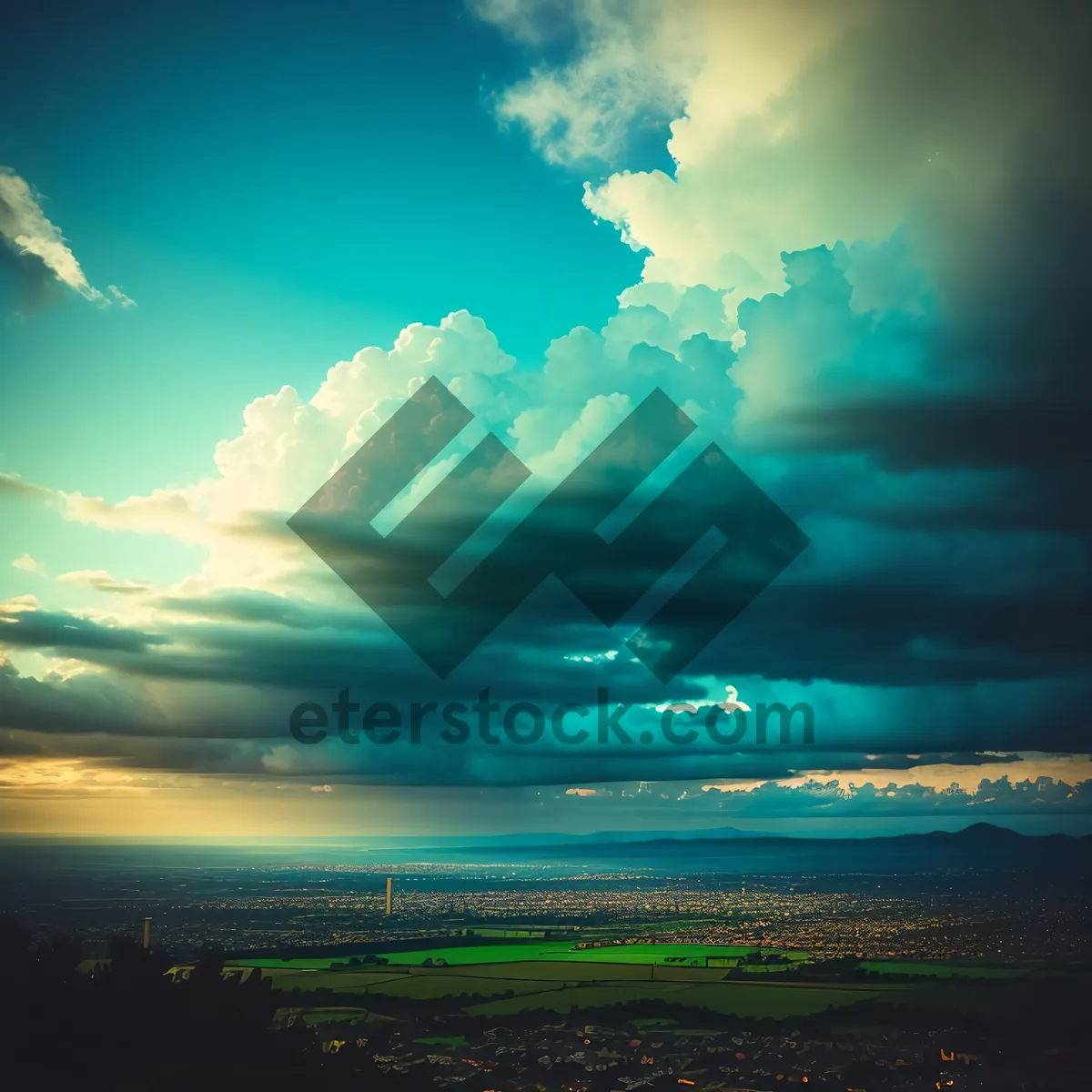 Picture of Sunlit Cloudscape in Clear Summer Sky